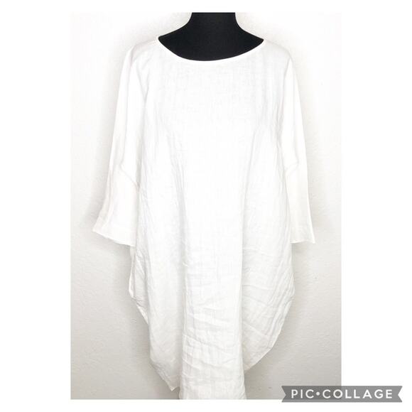 Rachel Craven white linen tunic lagenlook dress size 1 or US Medium - Picture 1 of 14